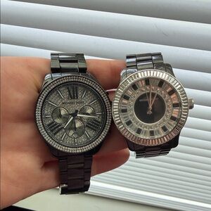 Michael Kors Women's Black Crystal-Accent Stainless Steel Watch X2.